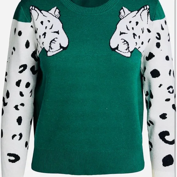 Green Leopard Print Sweater - Picture 5 of 11